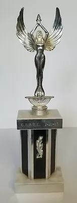 Vintage Metal Trophy 12  Tall Marble Base Used Pre-engraved  • $19.99