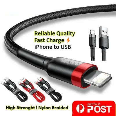 Braided USB Fast Charger Cable For IPhone 14 13 12 11 Pro Max XR IPad - 1m 2m 3m • $14.90