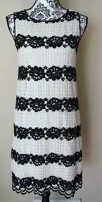 MAX STUDIO  White W/ Black Lace Sleeveless Pullover Lined Dress Size XS • $7.99