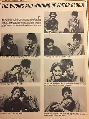 Micky Dolenz The Monkees Full Page Vintage Clipping • $1.99
