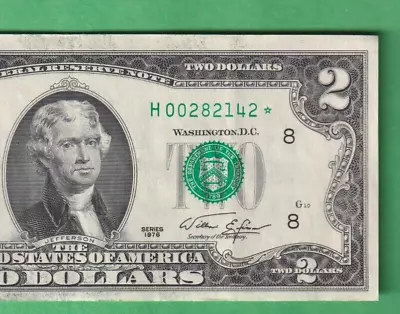 1976 Star Note St Louis H Federal Reserve $2 Dollar Missouri Bill • $26.60