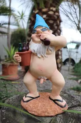 Garden Gnome Naked Nude Gnomes Drinking Beer Naughty Garden Ornament 29cm • $33.95
