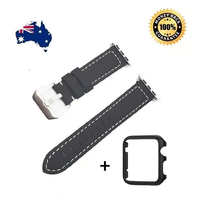$35.93 • Buy Genuine Leather Wrist Band Strap For Apple Watch IWatch 3 2 1 38mm 42mm + Case