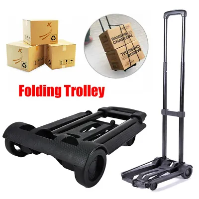 Folding Hand Truck Shopping Trolley Lightweight Hand Sack Cart Barrow Wheel • £15.79
