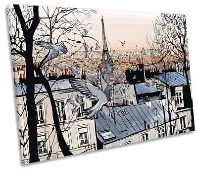 Paris Sunset Eiffel Tower Picture SINGLE CANVAS WALL ART Print • $74.99