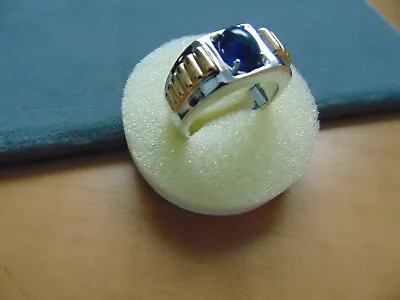 Very Striking Vintage Men's Solitaire Deep Blue Sapphire Statement Ring • $1585
