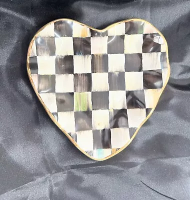 MACKENZIE & CHILDS COURTLY CHECK FLUTED HEART SHAPED TRINKET DISH-NEW-Quantity 7 • $72