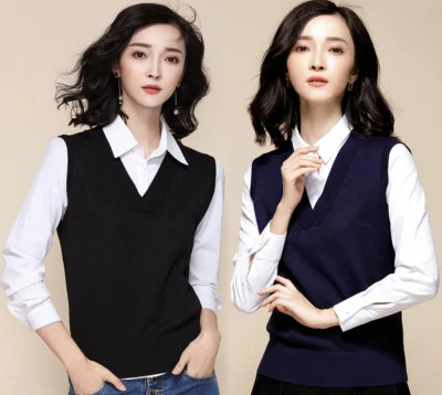 $19.51 • Buy Women Casual V Neck Knit Vest Sleeveless Sweater Jumper Pullover Waistcoat Top
