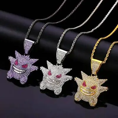 £7.99 • Buy Hip Hop Jewelry Pokemon Gengar Necklace Pendant Cubic Zircon Copper Chain Gift