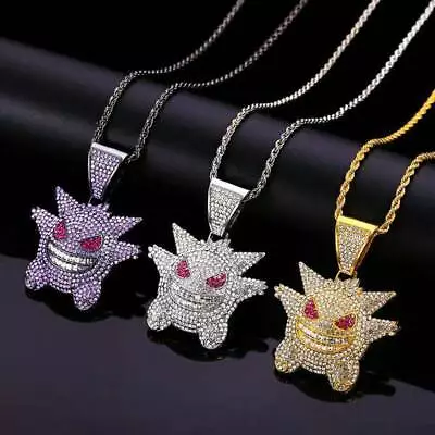 £6.99 • Buy Hip Hop Jewelry Pokemon Gengar Necklace Pendant Cubic Zircon Copper Chain Gift