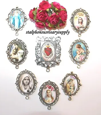£62.16 • Buy DISCOUNT LOT Rosary Parts | 8 Top Selling Blessed Mother Silver Rosary Centers