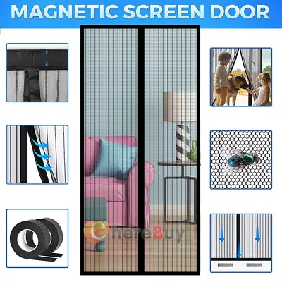 82 X42  Magnetic Screen Door Heavy Duty Strong Magnets &Mesh Curtain Transparent • $13.29