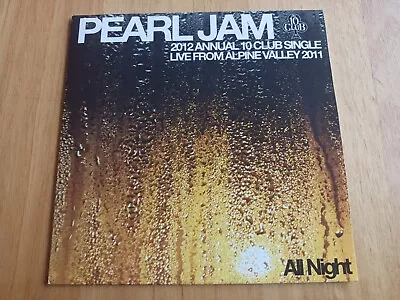 Pearl Jam 2012 Ten Club Single Vinyl All Night & In The Moonlight With J Homme • $29.95
