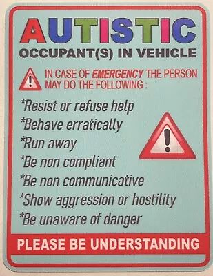 Autistic Sticker Occupant In Vehicle Decal Autism Awareness Car Truck Window • $4.25