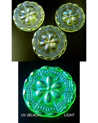 3 Czech Vaseline Crystal Glass LACY!!! Buttons #B566 - 27 Mm Or 1  - AB FINISH • $9.99