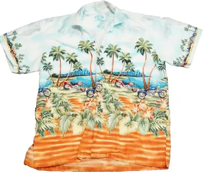 GoHawaii Hawaiian Shirt Mens 2XL XXL Multicolor Short Sleeve Button Motorcycle • $29.99