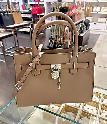 Michael Kors Hamilton Medium Women Leather Satchel Crossbody Handbag Purse -Dusk • $198