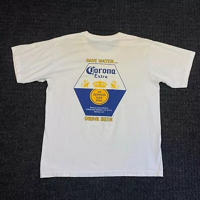 Vintage Corona Extra Beer Save Water Drink Beer T Shirt White Sun And Beach L • $18.95