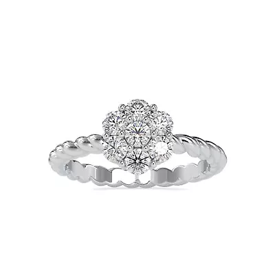 Lab Grown Diamond Rounds Cluster Statement Ring In 14K White Gold Rope Ring • $960