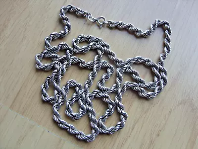 Italy 925 Silver Full Hall Marks 24 Inch 40.5g Twist Rope Necklace BARGAIN • £29.99