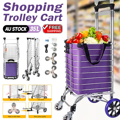 Foldable Shopping Cart Trolley Basket Luggage Grocery Portable Aluminum  W/Wheel • $43.49