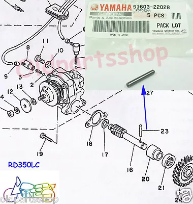 Yamaha YG1 YAS1 AS2 YAS3 RD125 RD200 DT400 Oil Pump Dowel Pin NOS 93603-22028 • $38.76