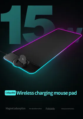 LED RGB Mouse Pad Keyboard 15W Qi Wireless Phone Charging Desk Magsafe • $48.99