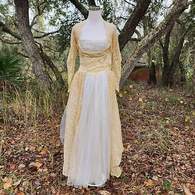 VTG Victorian Renaissance 50's Ivory Cream Lace Strapless Wedding Dress 0? • $85.99