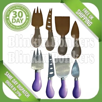 4pc Cheese Knife Set Stainless Steel Butter Fork Cutter Slicer Serving Kitchen • £3.79