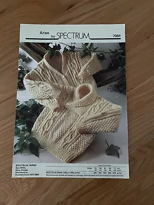 Baby's/children's Aran Sweater And Cardigan KNITTING PATTERN 20-28 Inches 7084 • £3.50