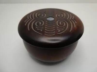 Vintage New Zealand Maori Tiki Paua Shell Hand Carved Lidded Dish Bowl Rotorua • $22.18