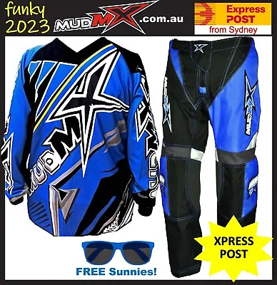 2024 BLUE MX MOTOCROSS/BMX (Pants+Jersey) Kids Youth Junior Dirt Bike Gear ATV • $85.99