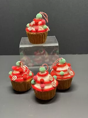 Holiday Time Mini Ornaments Cupcakes Felt Christmas  4 Pack • $5