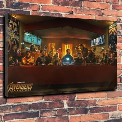 Avengers Last Supper Printed Canvas Picture Wall Art Home Decor Aircraft • £30.99