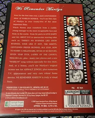 Marilyn Monroe - Remembering Marilyn DVD 2000 Some Like It Hot Seven Year Itch • $2