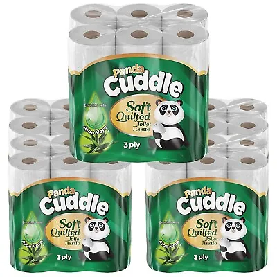 Panda Toilet Paper Rolls 3ply Bulk Loo Aloe Vera Scented Tissue - 18-135 Rolls • £3.95