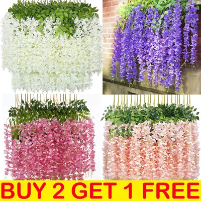 12x Artificial Hanging Wisteria Fake Silk Flowers Vine Plant Home Wedding Decor • £3.79
