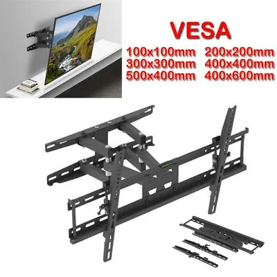 Heavy Duty TV Wall Mount Bracket Long Reach Tilt And Swivel 30 40 49 50 65 Inch • £28.34