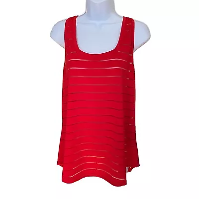 ZYIA Active Tank Top Womens XXL Red Havana Racer Back Sheer Stripes *FLAW* • £9.88