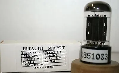 6SN7GT HITACHI Black Base Made In Japan Amplitrex Tested Qty 1 Pc #1851003 • $128.06