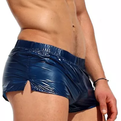 Mens Shiny Metallic Boxer Shorts Summer Swimwear Low Rise Trunks Rave Clubwear • $11.95