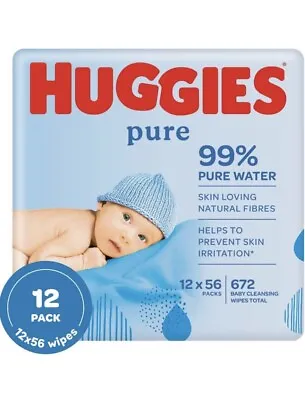 HUGGIES BABY Wipes - 12 Packs (672 Wipes Total) - Natural Wipes - FREE NEXT DAY • £17.99