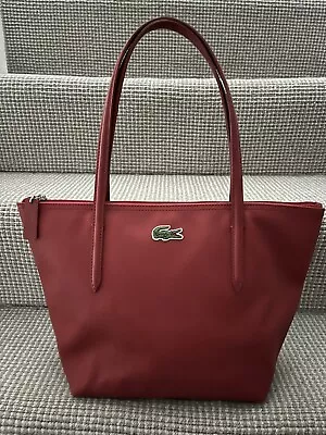 Lacoste Women's Red Small L.12.12 Concept Zip Tote Bag Over The Shoulder - VGC • £29.95