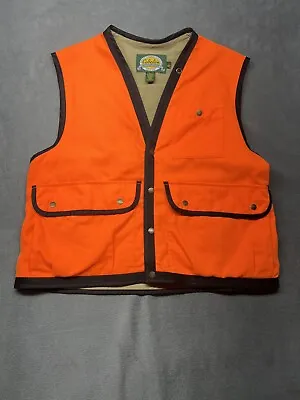 VTG CABELA’S Hunting Vest Sz Large Upland Game Pockets Fleece Blaze Orange • $45