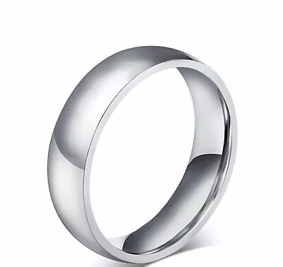6mm Silver Titanium Stainless Steel Engagement / Wedding Ring For Men 8-12 • $9.99