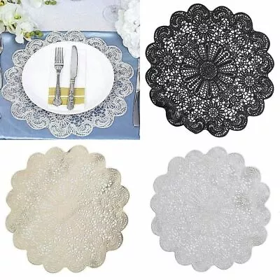 6 Round 15-Inch Wide Romantic Floral Lace Vinyl Placemats Doilies Wedding Sale • $17.36