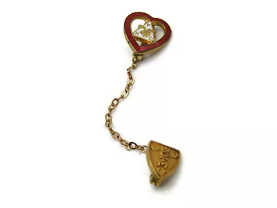 Vintage Women Of The Moose Pin Chain Set Heart & Shield Gold Tone • $17.99