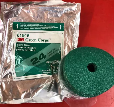 3M 01915 GREEN CORPS 24 GRADE GRIT FIBRE 5  X 7/8  DISCS OPEN PACKAGING • $49.99