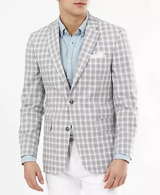 Tommy Hilfiger Men's Modern-Fit Tan & Gray Plaid Blazer 38R Sport Coat • $21.12