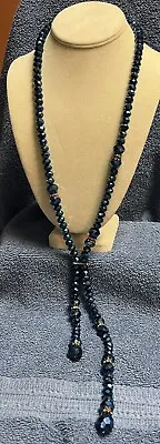 $34.99 • Buy Joan Rivers Faceted Blue Crystal Beaded Lariat Necklace  Very Rare